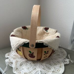 Apple cottagecore embroidered Apple basket, farmhouse, decor, kitchen country